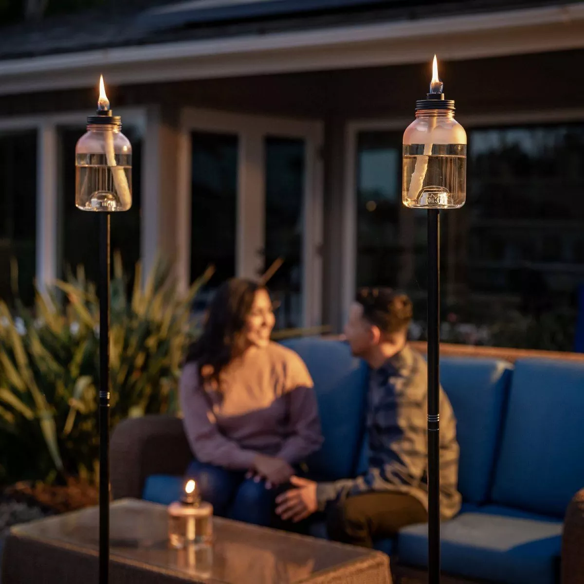 Frosted Glass Jar StepNStall Outdoor Torch - TIKI