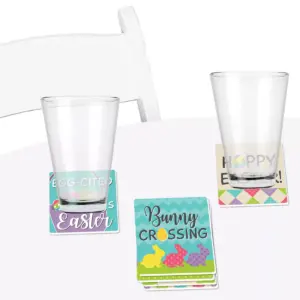 Big Dot of Happiness Hippity Hoppity - Funny Easter Bunny Party Decorations - Drink Coasters - Set of 6