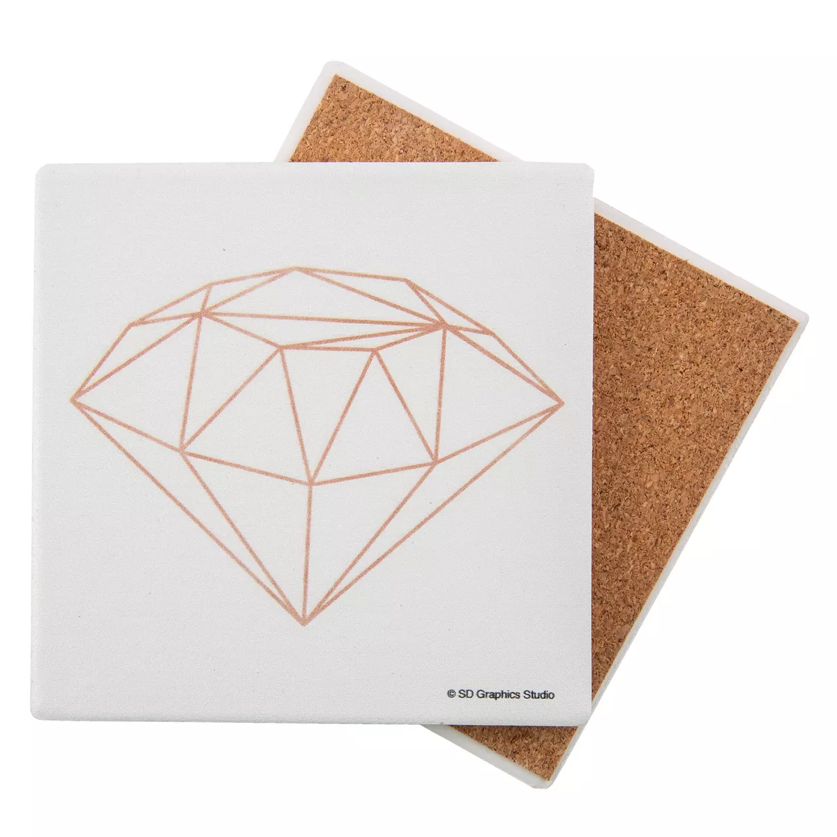 4pk Ceramic Rose Gold Geo Diamond Print Coasters - Thirstystone
