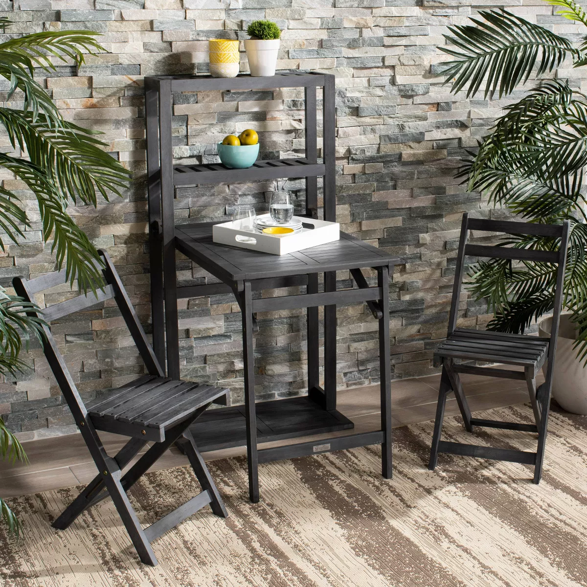 Griffen 3pc Balcony Dining Cabinet Set - Ash Gray - Safavieh