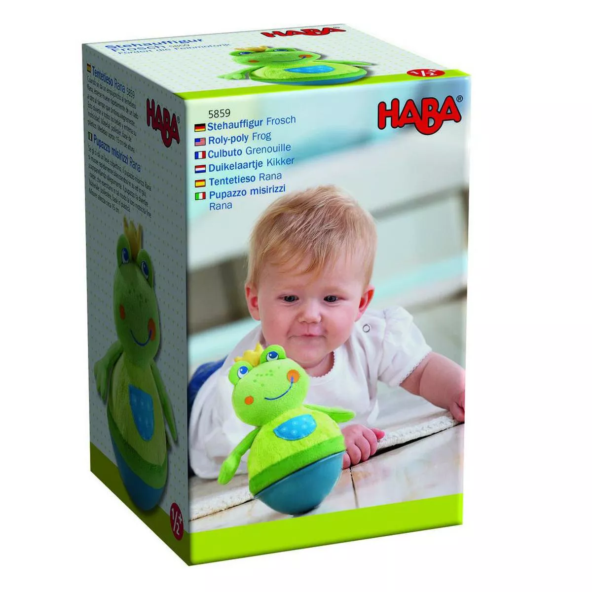 HABA Roly Poly Frog Soft Wobbling & Chiming Baby Toy