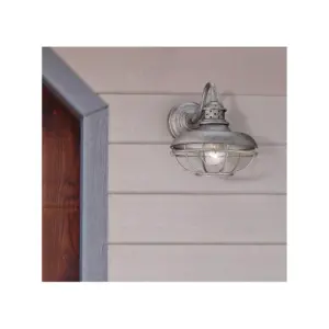 Franklin Iron Works Farmhouse Outdoor Barn Light Fixture Galvanized Steel Open Cage 9