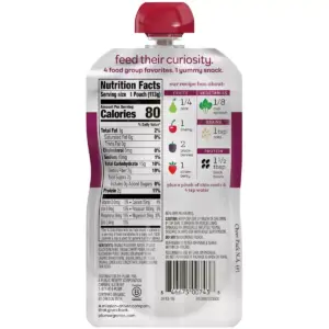 Plum Organics Mighty 4 Blends Pear Cherry Blackberry Strawberry Black Bean Spinach & Oat Baby Snacks - 4oz