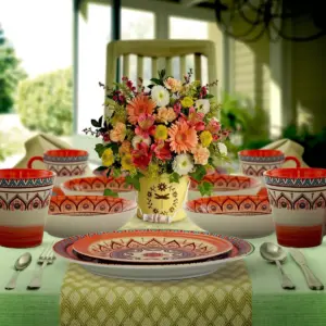 16pc Stoneware Kaleidoscope Dinnerware Set - Elama