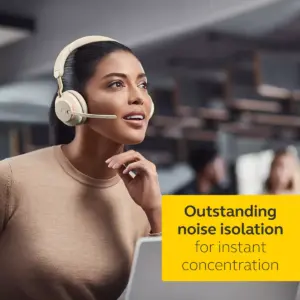 Jabra Evolve2 65 USB-C UC Mono with Charging Stand - Beige Wireless Headset / Music Headphones