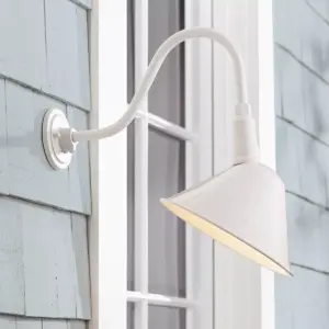Franklin Iron Works Rustic Farmhouse Outdoor Barn Light Fixture White 18