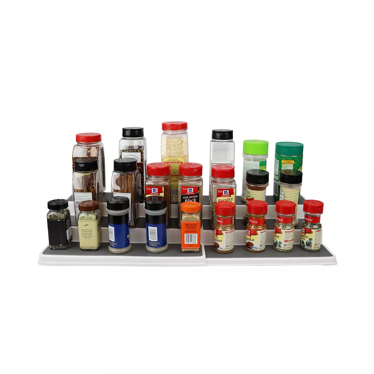 Home Basics 3 Tier Rubber Lined Plastic Adjustable Seasoning Rack, White