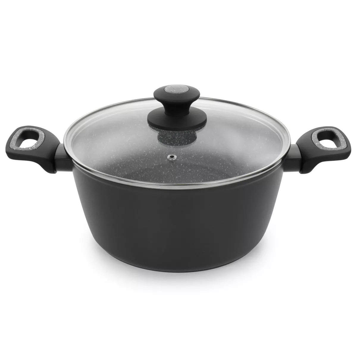 Oster 10 Piece Non-Stick Aluminum Cookware Set in Black and Grey Speckle