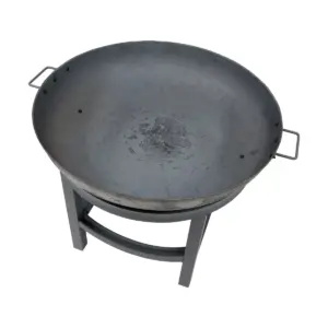 Sunnydaze Outdoor Camping or Backyard Cast Iron Round Fire Pit with Built-In Log Rack - 30