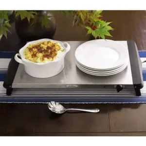 BroilKing NWT-28S Professional 300 Watt Extra Large Electric Heating Warming Tray with Non Skid Feet and Safety Signal Light, Stainless Steel