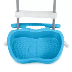 Summer Waves P5E001500 Outdoor 22.5 x 20 x 3.5 Inch Non Slip Pool Foot Bath Tray Accessory for In Ground and Above Ground Swimming Pool and Spa, Blue