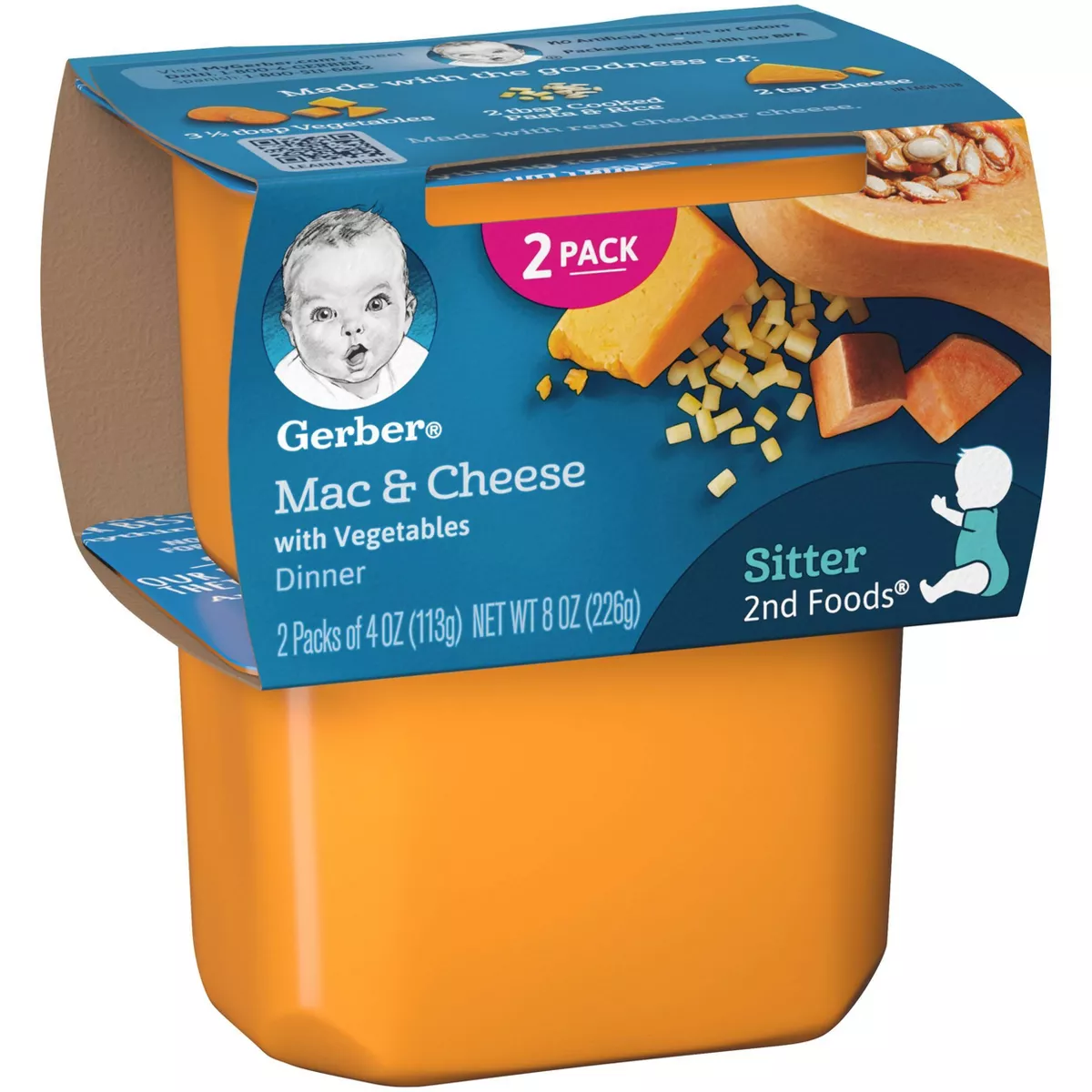 Gerber Sitter 2nd Foods Mac and Cheese with Vegetables Baby Meals - 2ct/4oz Each
