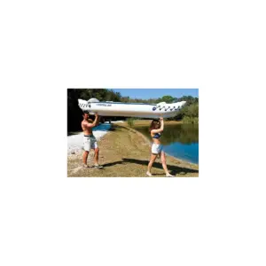 Sea Eagle 330 Deluxe 2 Person Inflatable Portable Sport Kayak Canoe Boat with Paddles, Repair Kit, Pump, and Movable Seats