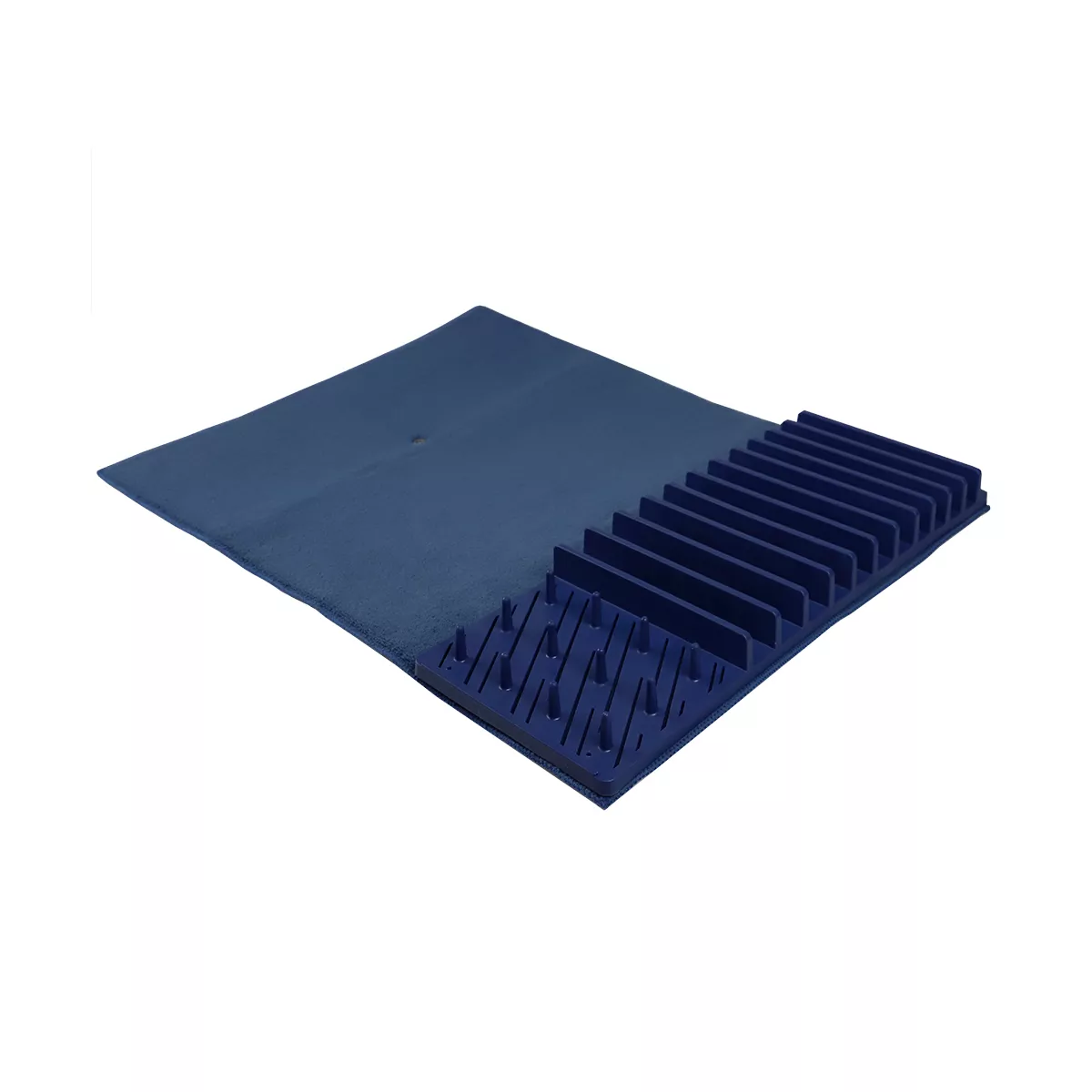 Michael Graves Design 11 Slot Plastic Dish Drying Rack with Super Absorbent Mat, Indigo