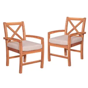7pc Acacia X - Back Patio Dining Set with Cushions - Brown - Saracina Home