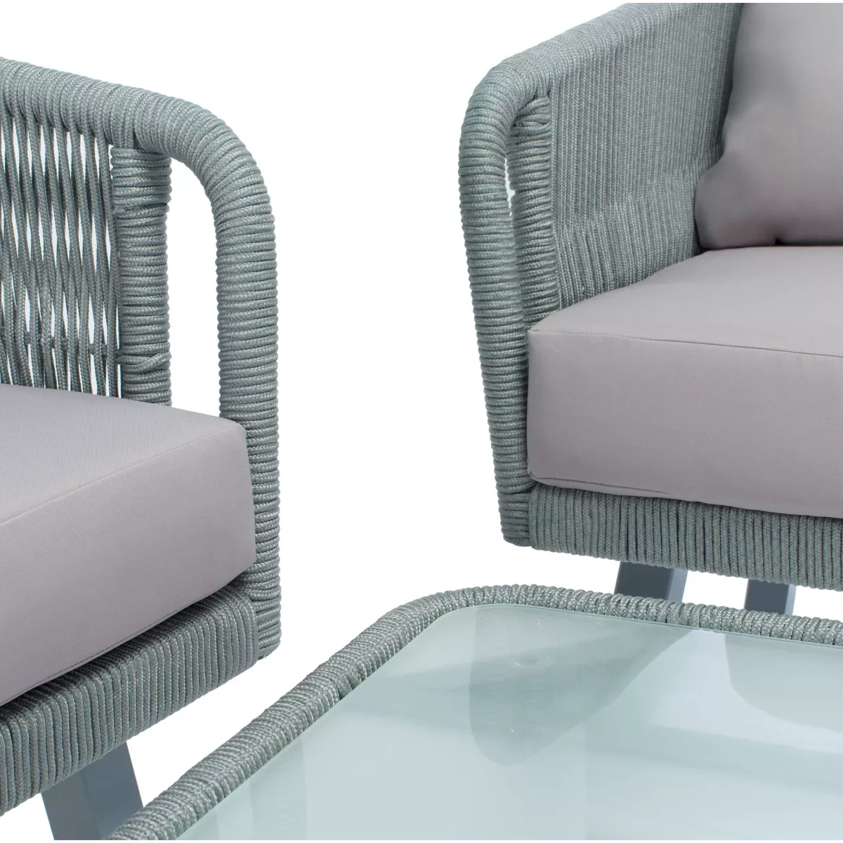 Kerson 4pc Rope Living Set - Gray - Safavieh