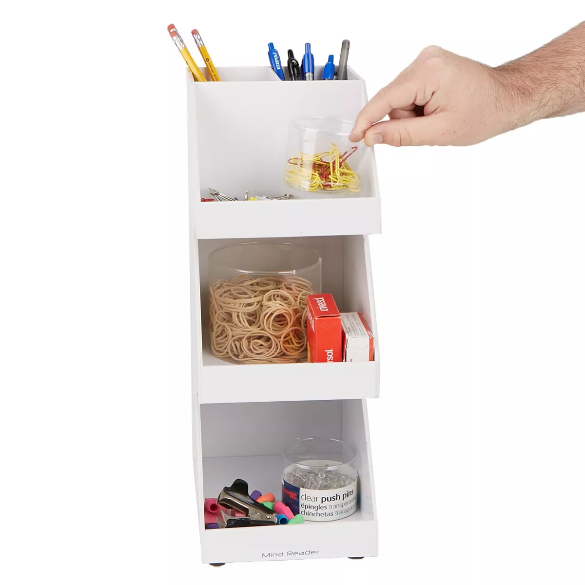 Mind Reader Acrylic 3-Tier High Quality Coffee / Tea Condiment Organizer, White