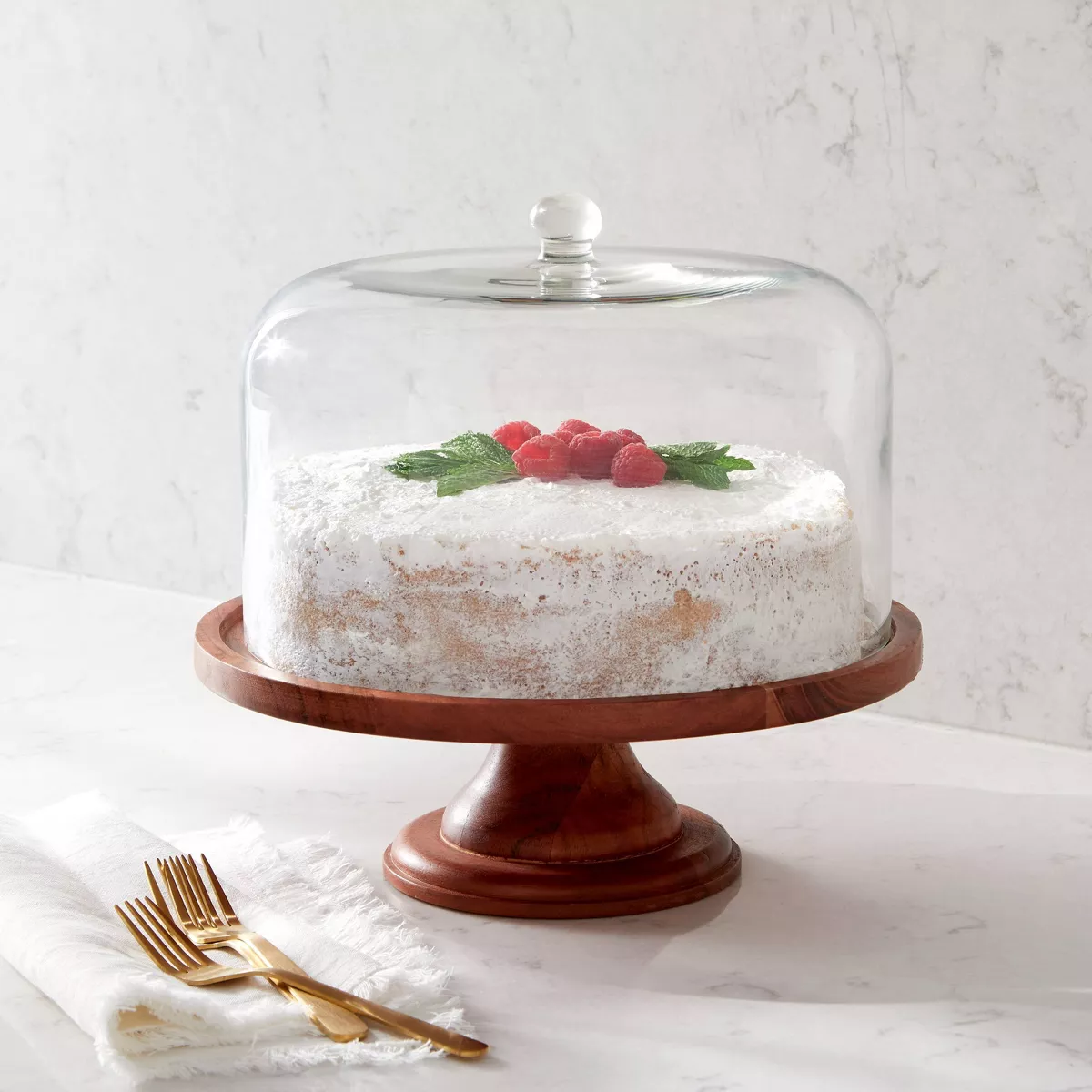 Round Glass & Wood Dessert Stand - Threshold™