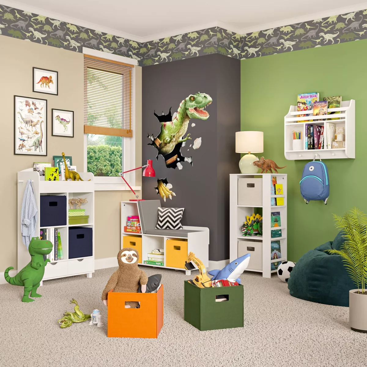 Book Nook Kids' Wall Shelf with Cubbies and Book Rack - RiverRidge