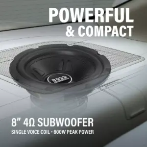 Boss Audio Systems CXX8 Chaos Exxtreme 8 Inch 600-Watt 4 Ohm Single Voice Coil Compact Car Subwoofer Audio Speaker with Polypropylene Cone, Single
