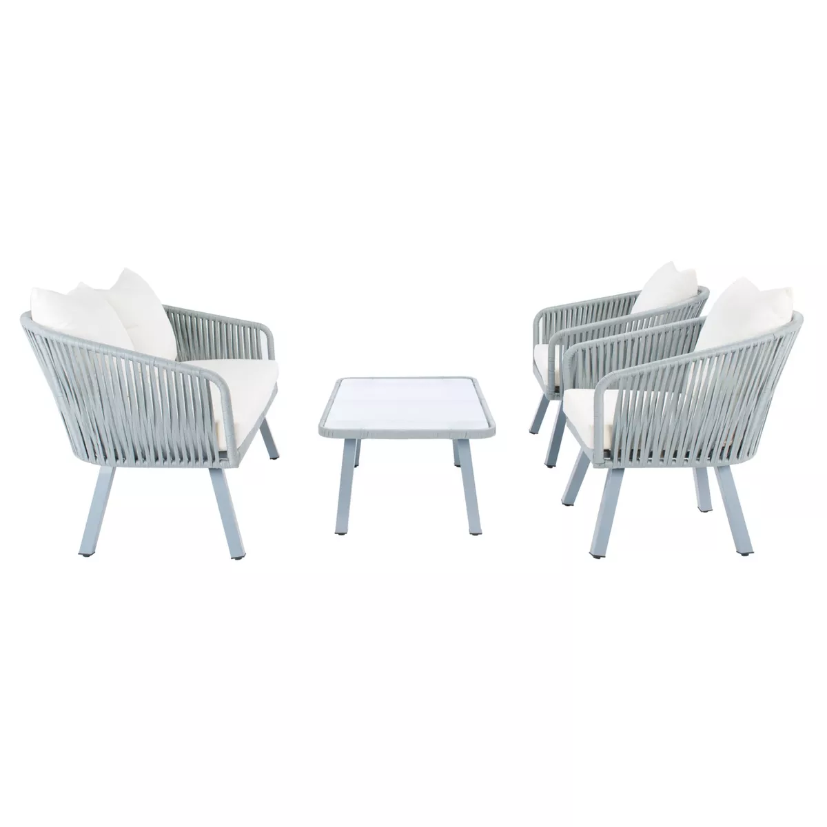 Jorda 4pc Rope Living Set - Gray/Beige - Safavieh