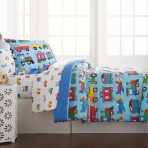 Twin Trains with Planes and Trucks Lightweight Cotton Comforter Set - WildKin
