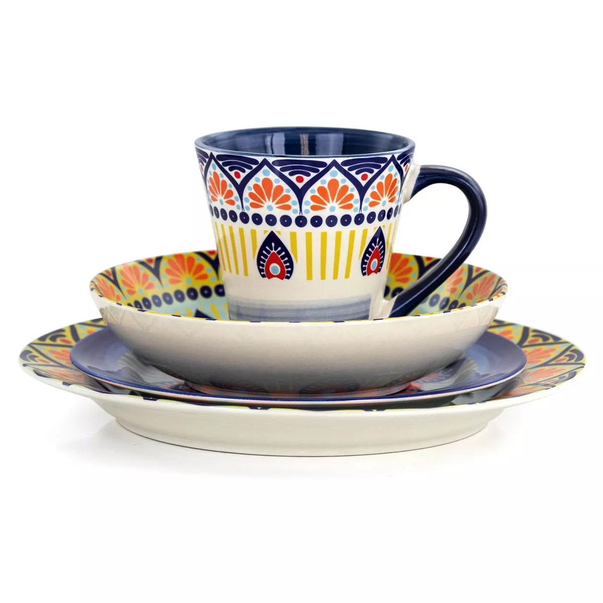 16pc Stoneware Kaleidoscope Dinnerware Set - Elama