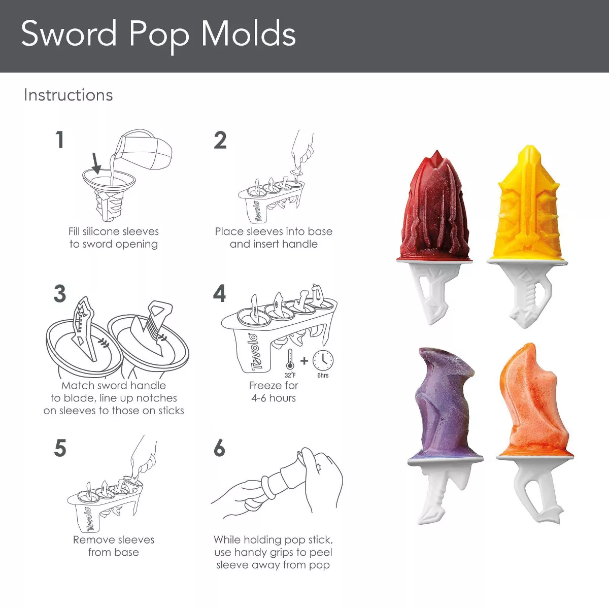 Tovolo Sword Pop Molds (Set of 4) Candy Apple Red