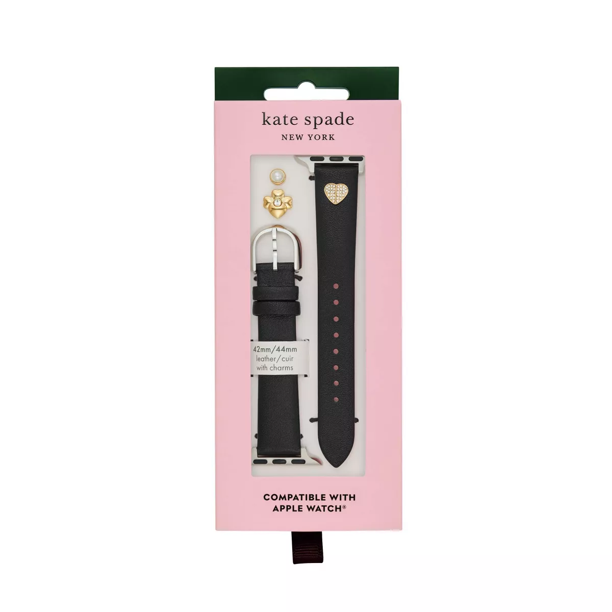 Kate Spade New York Apple Watch 38/40mm Band Charm Set - Black Leather