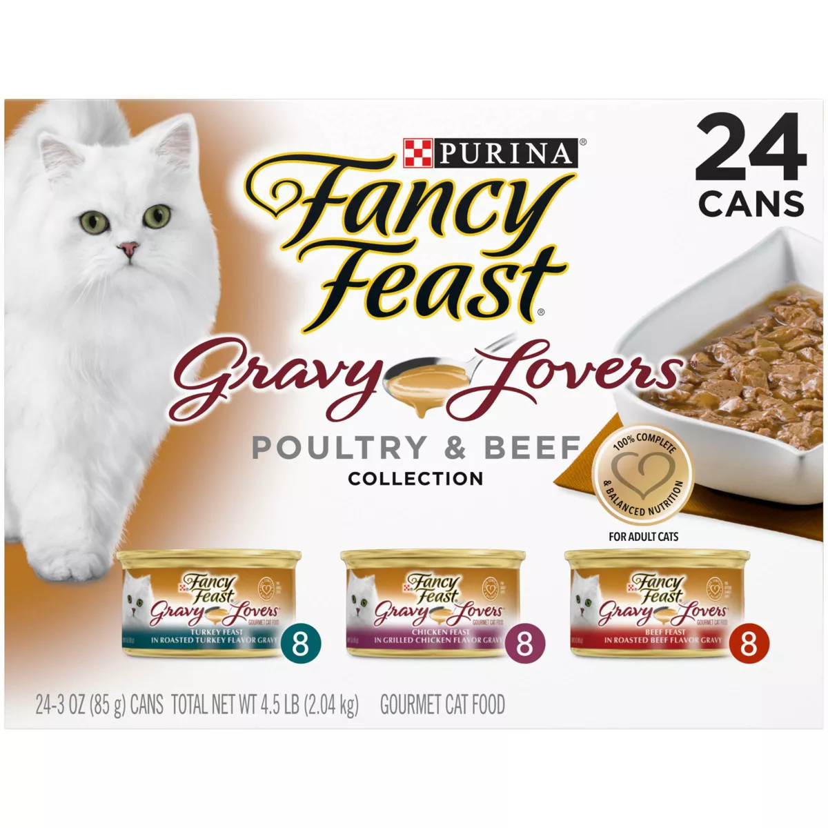 Purina Fancy Feast Gravy Lovers Poultry & Beef Collection Gourmet Wet Cat Food - 3oz/24ct Variety Pack