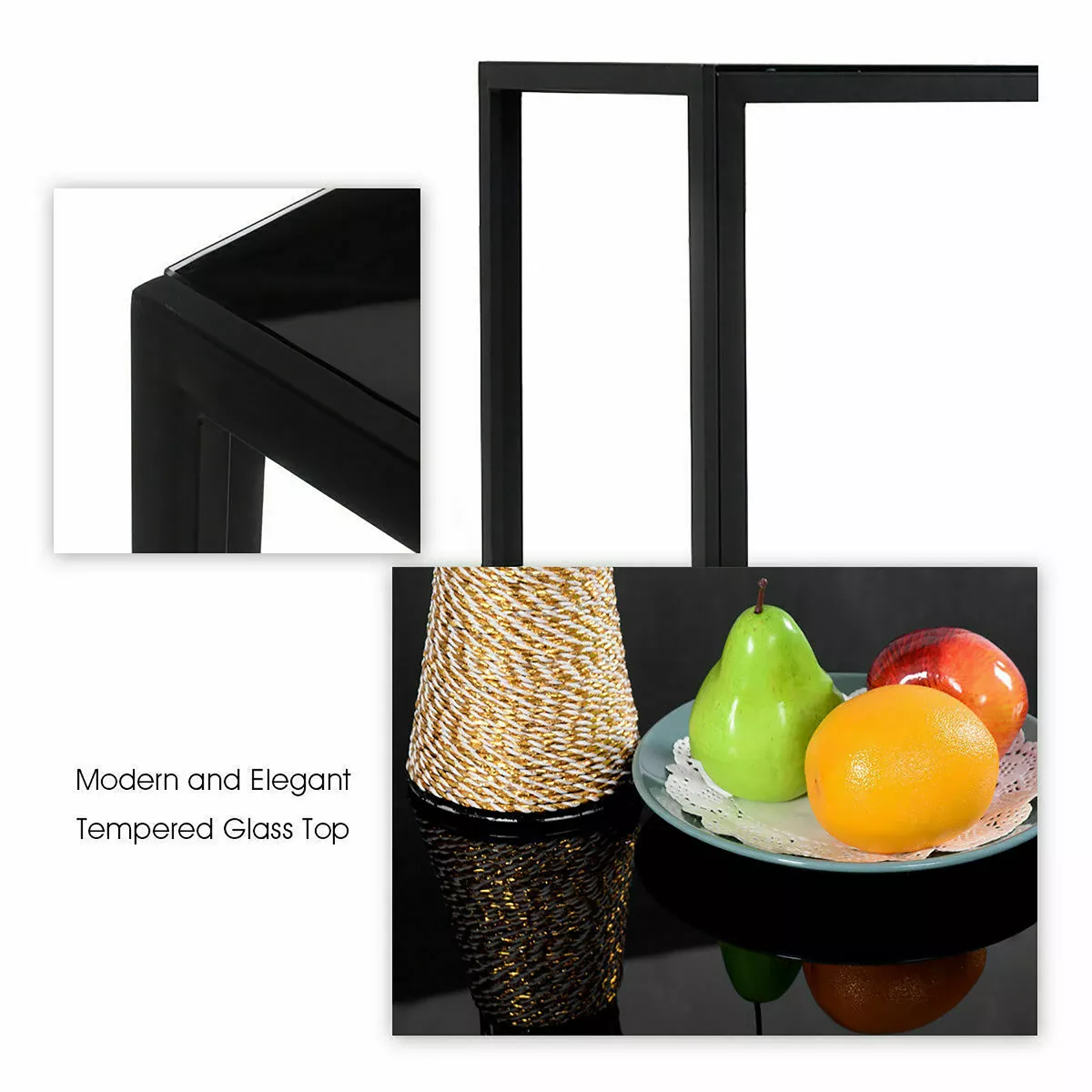 Costway 5 Piece Kitchen Dining Set Glass Metal Table 30