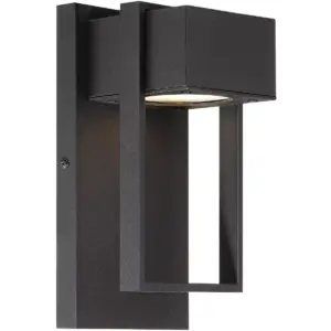 Possini Euro Design Modern Outdoor Wall Light Fixture LED Textured Black 9 1/2