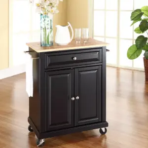Wood Top Portable Kitchen Cart Wood/Black - Crosley