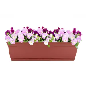 The HC Companies ECW24000E35 Indoor Outdoor 24 Inch Eclipse Series Window Herb Garden Ornamental Planter Box w/ Removable Attached Saucer, Terra Cotta