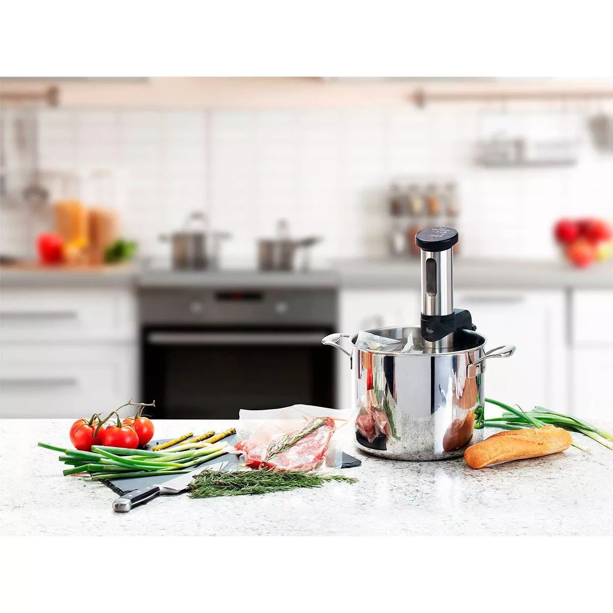 Monoprice Sous Vide Immersion Cooker 1100W - Black/Silver With Adjustable Clamp, Quite Motor, and Simple Controls - From Strata Home Collection