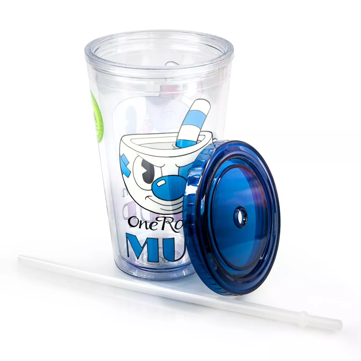 Just Funky Cuphead One Rough/Tough Cup 16oz Carnival Cup w/ Straw & Lid