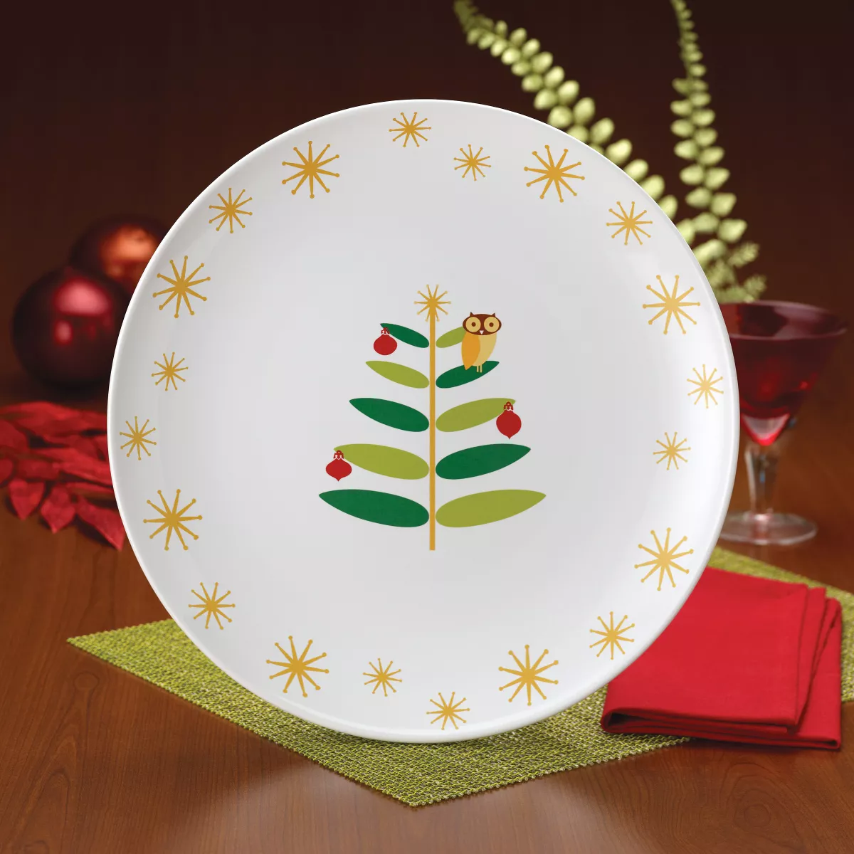 Rachael Ray Holiday Hoot Round Platter - 14