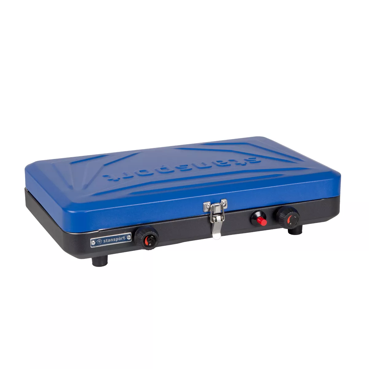Stansport Double Burner Stove Piezo Ignition With Drip Pan Blue