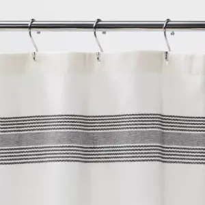 Striped Fringe Shower Curtain Off-White - Threshold™