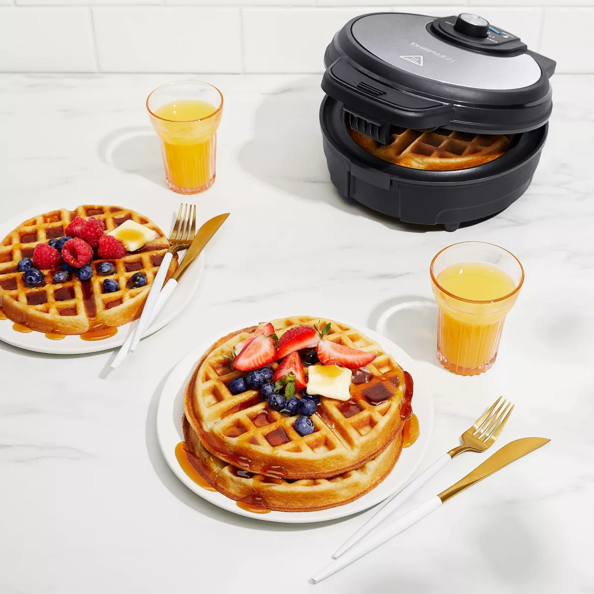 Chefman Anti-Overflow Waffle Maker Stainless Steel