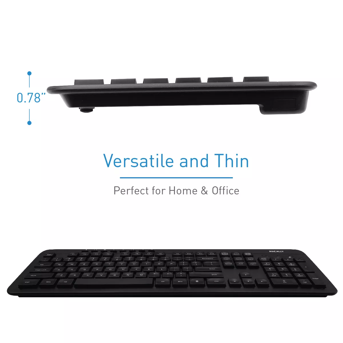 Macally RF Wireless Ergonomic 104 Key Computer Keyboard