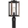 John Timberland Modern Farmhouse Outdoor Post Light Fixture Dark Bronze Wood Grain 17" Clear Glass Panels for Exterior House Porch