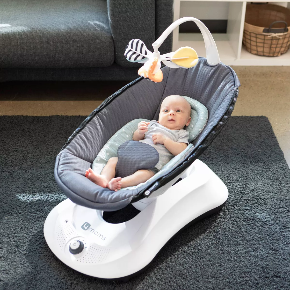 4moms rockaRoo infant seat | Compact Baby Swing | Dark Gray Cool Mesh