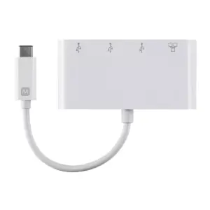 Monoprice USB-C 3-Port USB Hub - White With Wired Gigabit Ethernet Port, USB 3.0 Speeds - Select Series