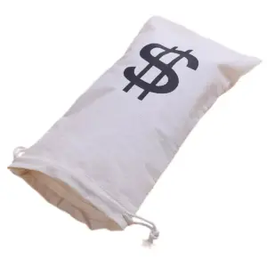 Juvale 12-Piece Money Bag Pouch with Drawstring Closure Canvas Cloth & Dollar Sign Symbol 4.7 x 9 in