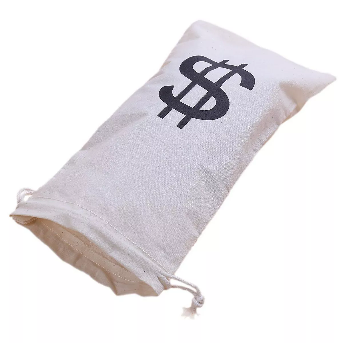 Juvale 12-Piece Money Bag Pouch with Drawstring Closure Canvas Cloth & Dollar Sign Symbol 4.7 x 9 in