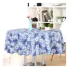 71" Dia Round Vinyl Water Oil Resistant Printed Tablecloths Blue Daisy - PiccoCasa
