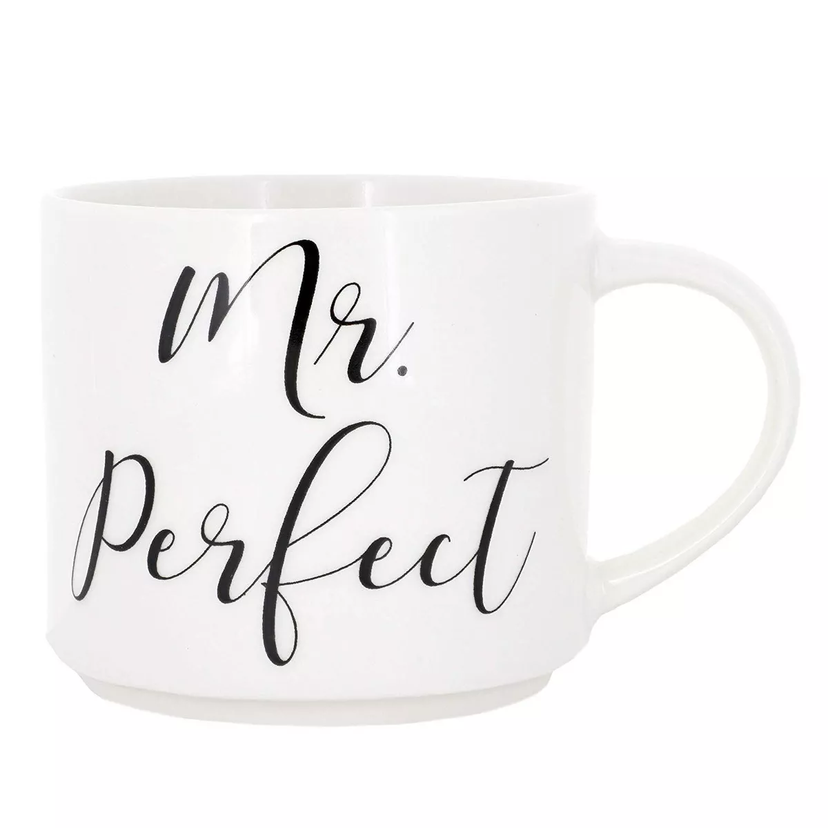 Blue Panda 2-Pack Mr. Perfect & Mrs. Perfect 15oz Stackable Bone China Coffee Mug Tea Cup Wedding Gift