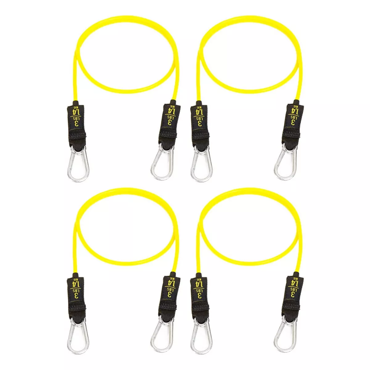 Bodylastics BLCOMP08 High Quality 3 Pound Full Body Anti Slip Resistance Clip Band Fitness Weight with Durable Patented Locks, Yellow (4 Pack)