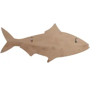 Lakeside Lake Life Fish-Shaped Wall Mounted Rack with Hooks and Mug Hangers